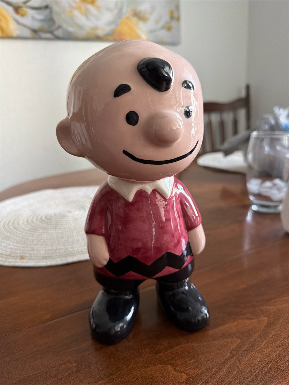 Rare Vintage Charlie Brown Peanuts Ceramic Figure 9.5” Hand Painted Collectible